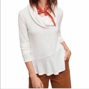 Anthropologie Maeve Winterscape Cowl Neck Peplum Sweater Size Small